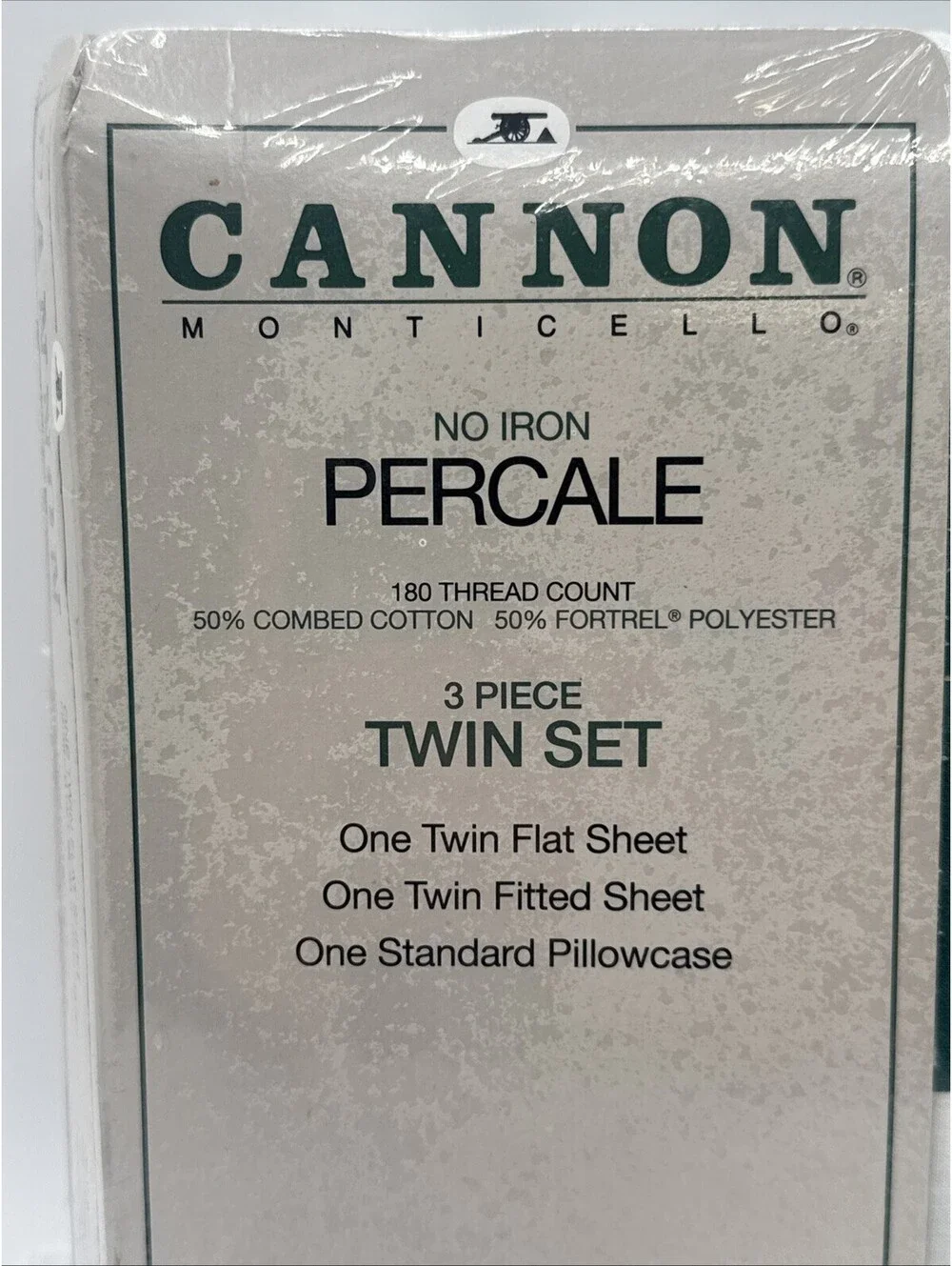 Vintage Cannon Monticello Green White Stripes No Iron Percale 3pc TWIN Sheet Set